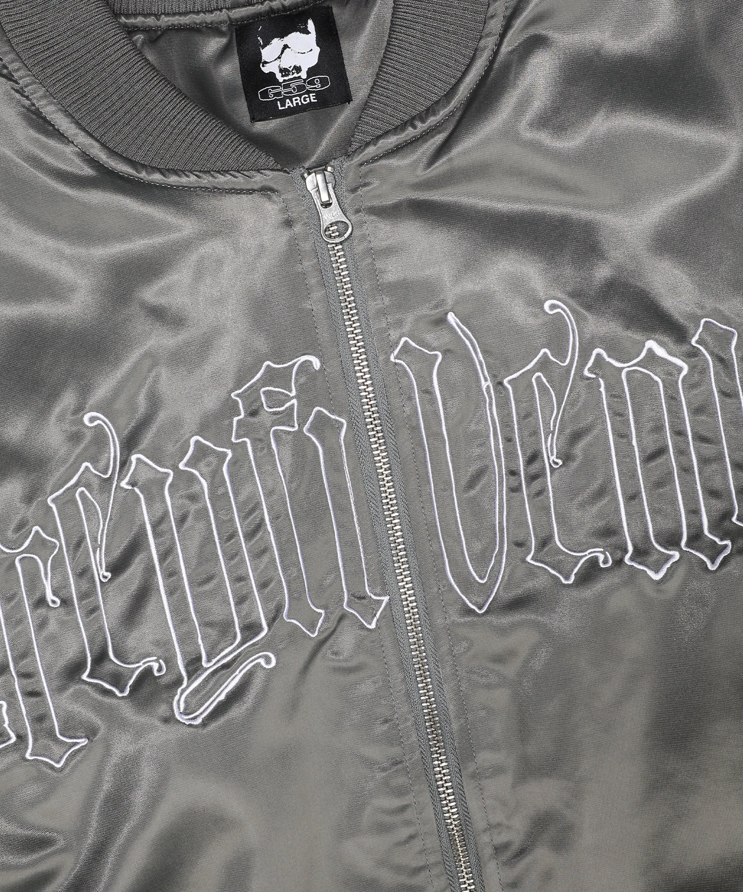 G59 SKULL TATTOO BOMBER JACKET (CHARCOAL) - Image 4
